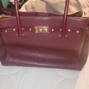Michael Kors Burgundy Tote with Gold Accents